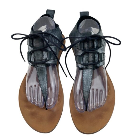 *SOREL Summer Boot Sandal Womens 10 Gray Distressed Leather Gladiator Festival - Picture 2 of 16